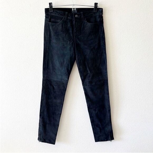 Joes Jeans Black Collection Genuine Leather Ankle Zip Skinny Pants - Picture 1 of 9